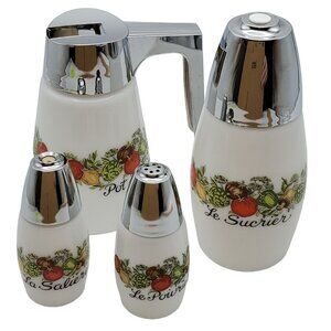 Vintage GEMCO Spice of Life Corningware Sugar Creamer Salt & Pepper Shakers